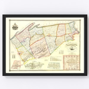 Cumberland County Map 1858, Vintage Cumberland County Map, Old Cumberland County Pennsylvania Art, Wall Art Gift for Cumberland County Histo