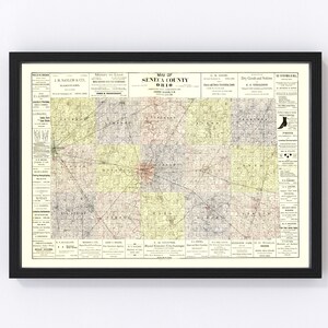 Seneca County Map 1896, Vintage Seneca County Map, Old Seneca County Ohio Art, Wall Art Gift for Seneca County History Lovers Retro Decor
