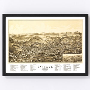 Barre Map 1891, Vintage Barre Map, Old Barre Vermont Art, Wall Art Gift for Barre History Lovers Retro Decor