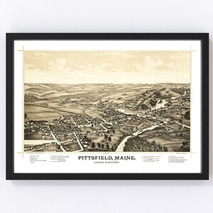 Pittsfield Map 1889, Vintage Pittsfield Map, Old Pittsfield Maine Art, Wall Art Gift for Pittsfield History Lovers Retro Decor