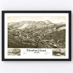Chester Map 1885, Vintage Chester Map, Old Chester Massachusetts Art, Wall Art Gift for Chester History Lovers Retro Decor