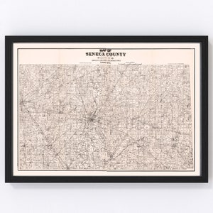Seneca County Map 1891, Vintage Seneca County Map, Old Seneca County Ohio Art, Wall Art Gift for Seneca County History Lovers Retro Decor