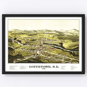 Goffstown Map 1887, Vintage Goffstown Map, Old Goffstown New Hampshire Art, Wall Art Gift for Goffstown History Lovers Retro Decor