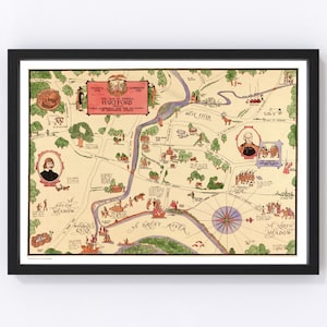Hartford Map 1927, Vintage Hartford Map, Old Hartford Connecticut Art, Wall Art Gift for Hartford History Lovers Retro Decor