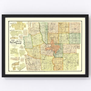 Franklin County Map 1895, Vintage Franklin County Map, Old Franklin County Ohio Art, Wall Art Gift for Franklin County History Lovers Retro