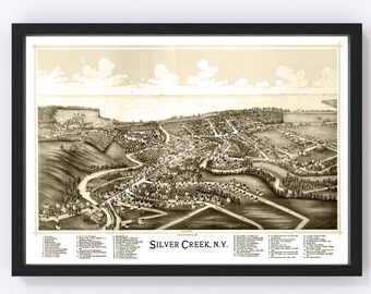 Silver Creek Map 1892, Vintage Silver Creek Map, Old Silver Creek New York Art, Wall Art Gift for Silver Creek History Lovers Retro Decor