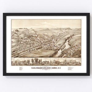 Canajoharie & Palatine Bridge, New York Vintage Map from 1881 - Old City Map Art Print of Canajoharie Palatine Bridge, NY - Framed or Canv