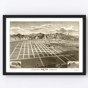 Azusa Map 1887, Vintage Azusa Map, Old Azusa California Art, Wall Art Gift for Azusa History Lovers Retro Decor