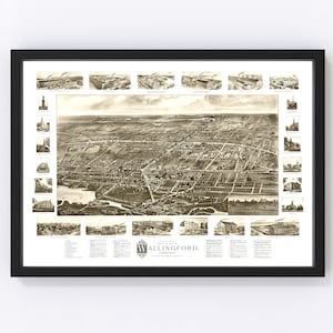 Wallingford Map 1905, Vintage Wallingford Map, Old Wallingford Connecticut Art, Wall Art Gift for Wallingford History Lovers Retro Decor