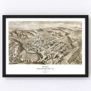 Pocahontas Map 1911, Vintage Pocahontas Map, Old Pocahontas Virginia Art, Wall Art Gift for Pocahontas History Lovers Retro Decor