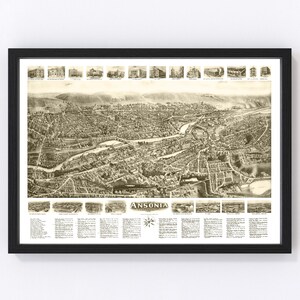 Ansonia Map 1921, Vintage Ansonia Map, Old Ansonia Connecticut Art, Wall Art Gift for Ansonia History Lovers Retro Decor