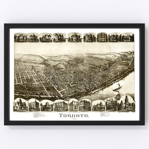Toronto Map 1899, Vintage Toronto Map, Old Toronto Ohio Art, Wall Art Gift for Toronto History Lovers Retro Decor