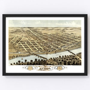 Attica Map 1869, Vintage Attica Map, Old Attica Indiana Art, Wall Art Gift for Attica History Lovers Retro Decor