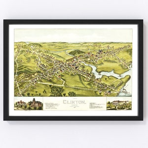 Clinton Map 1881, Vintage Clinton Map, Old Clinton Connecticut Art, Wall Art Gift for Clinton History Lovers Retro Decor