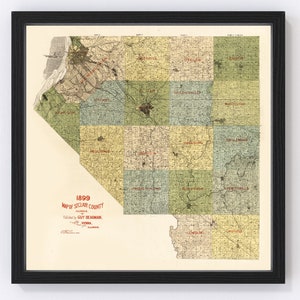 May include: A vintage map of St. Clair County, Illinois, published in 1899 by Guy Beadman of Vienna, Illinois. The map shows the county's townships and towns, including Belleville, Mascoutah, and New Athens.