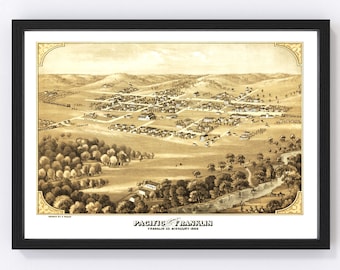 Pacific Map 1869, Vintage Pacific Map, Old Pacific Missouri Art, Wall Art Gift for Pacific History Lovers Retro Decor