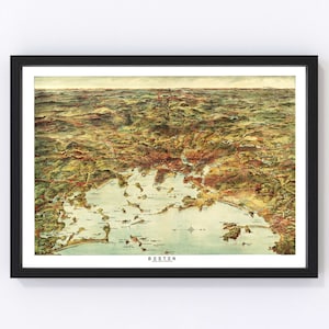 Boston Map 1905, Vintage Boston Map, Old Boston Massachusetts Art, Wall Art Gift for Boston History Lovers Retro Decor