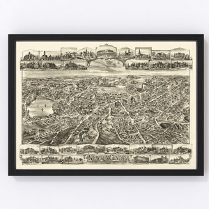 Newton Centre Map 1897, Vintage Newton Centre Map, Old Newton Centre Massachusetts Art, Wall Art Gift for Newton Centre History Lovers Retro