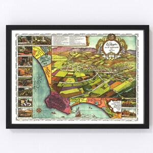 Los Angeles Map 1871, Vintage Los Angeles Map, Old Los Angeles California Art, Wall Art Gift for Los Angeles History Lovers Retro Decor