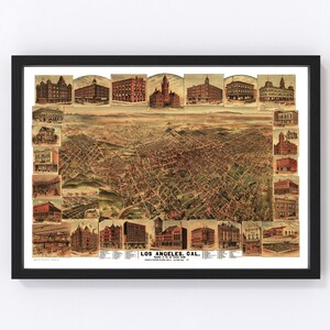 Los Angeles Map 1891, Vintage Los Angeles Map, Old Los Angeles California Art, Wall Art Gift for Los Angeles History Lovers Retro Decor
