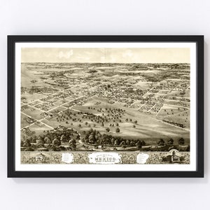 Mexico Map 1869, Vintage Mexico Map, Old Mexico Missouri Art, Wall Art Gift for Mexico History Lovers Retro Decor