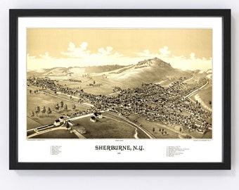 Sherburne Map 1887, Vintage Sherburne Map, Old Sherburne New York Art, Wall Art Gift for Sherburne History Lovers Retro Decor