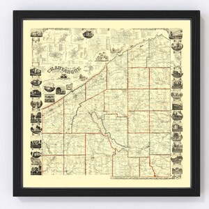 Chautauque County Map 1854, Vintage Chautauque County Map, Old Chautauque County New York Art, Wall Art Gift for Chautauque County History L