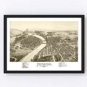 Pittston & West Pittston, Pennsylvania Vintage Map from 1892 - Old City Map Art Print of Pittston West Pittston, PA - Framed or Canvas
