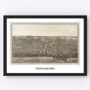 Cleveland Map 1887, Vintage Cleveland Map, Old Cleveland Ohio Art, Wall Art Gift for Cleveland History Lovers Retro Decor