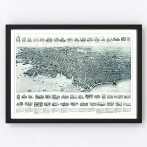 Lynn Map 1916, Vintage Lynn Map, Old Lynn Massachusetts Art, Wall Art Gift for Lynn History Lovers Retro Decor