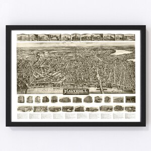 Haverhill Map 1914, Vintage Haverhill Map, Old Haverhill Massachusetts Art, Wall Art Gift for Haverhill History Lovers Retro Decor