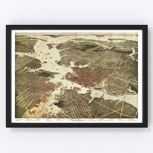 Norfolk Map 1891, Vintage Norfolk Map, Old Norfolk Virginia Art, Wall Art Gift for Norfolk History Lovers Retro Decor