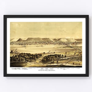 Winona Map 1874, Vintage Winona Map, Old Winona Minnesota Art, Wall Art Gift for Winona History Lovers Retro Decor