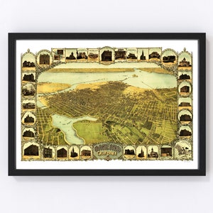 Oakland Map 1900, Vintage Oakland Map, Old Oakland California Art, Wall Art Gift for Oakland History Lovers Retro Decor