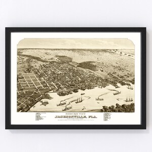 Jacksonville Map 1876, Vintage Jacksonville Map, Old Jacksonville Florida Art, Wall Art Gift for Jacksonville History Lovers Retro Decor