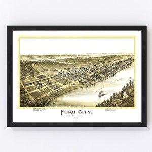 Ford City Map 1896, Vintage Ford City Map, Old Ford City Pennsylvania Art, Wall Art Gift for Ford City History Lovers Retro Decor