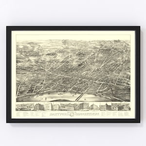 Hartford Map 1877, Vintage Hartford Map, Old Hartford Connecticut Art, Wall Art Gift for Hartford History Lovers Retro Decor