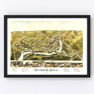 Seymour Map 1879, Vintage Seymour Map, Old Seymour Connecticut Art, Wall Art Gift for Seymour History Lovers Retro Decor