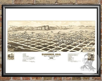 24x36 Vintage Reproduction Historic Map Canon City Colorado 1882 Fremont