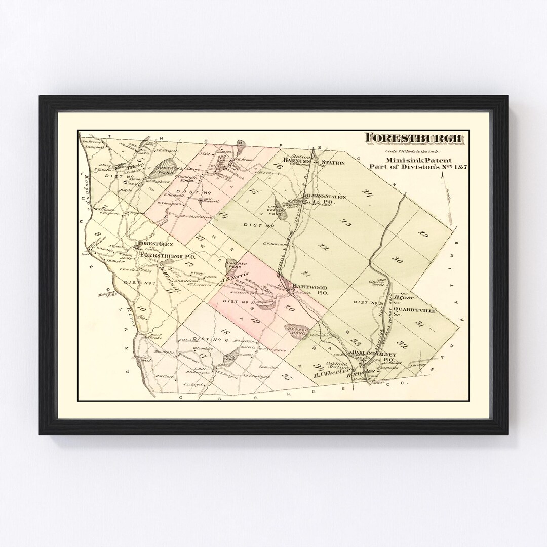 Forestburgh NY Map 1875 Old Map of Forestburgh Township New York Art