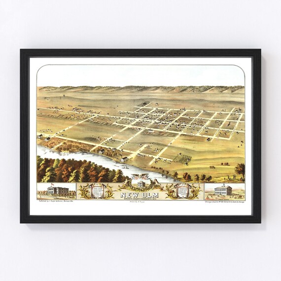 Nuevo mapa de Ulm 1870 Antiguo mapa de Nuevo Ulm Minnesota Etsy México