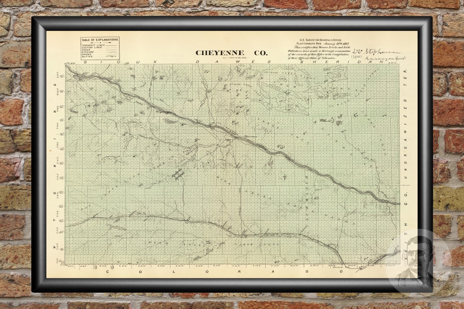 Vintage Cheyenne County NE Map 1885 Old Nebraska Map Etsy