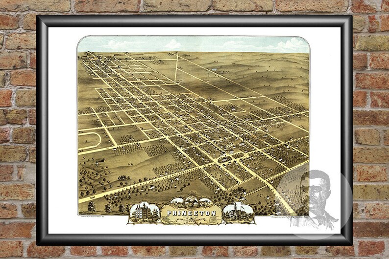 Vintage Princeton Map 1870 Old Map of Princeton Illinois Etsy