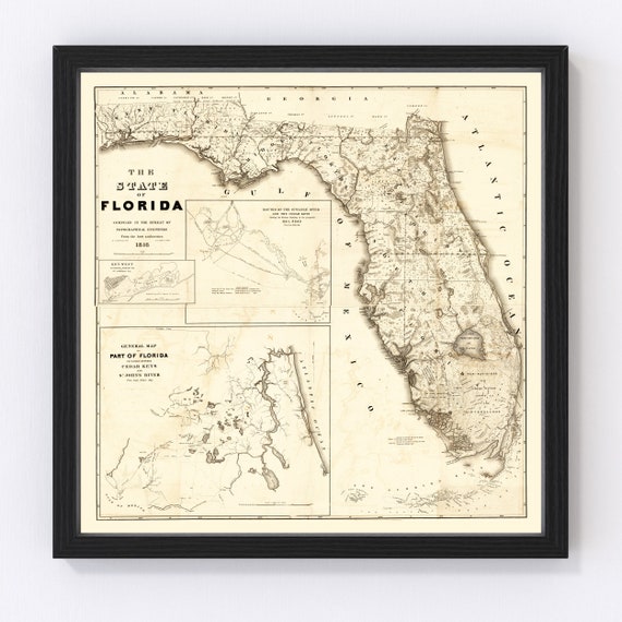 Florida Map 1846 Old Map of Florida - Il 570xN.4204116196 S11e