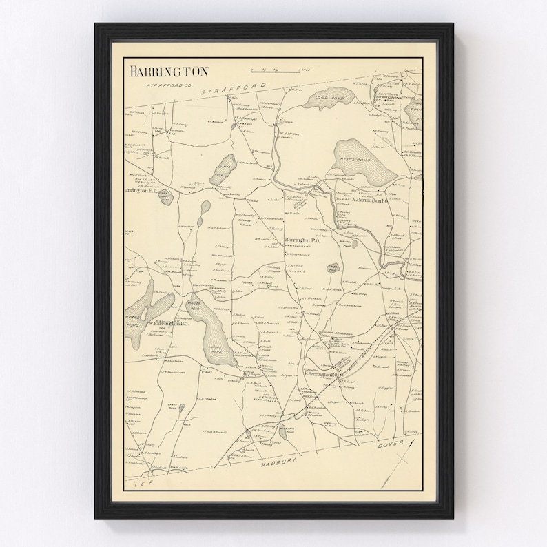 Barrington Map 1892 Old Map of Barrington New Hampshire Art Etsy