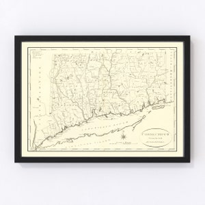 May include: An antique map of Connecticut from the 18th century. The map shows the state's borders, rivers, and towns. The title "Connecticut From the best AUTHORITIES." is printed in the lower right corner.