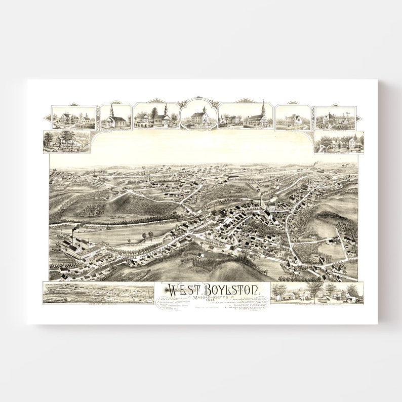 West Boylston Massachusetts Vintage Map From 1891 Old City Etsy