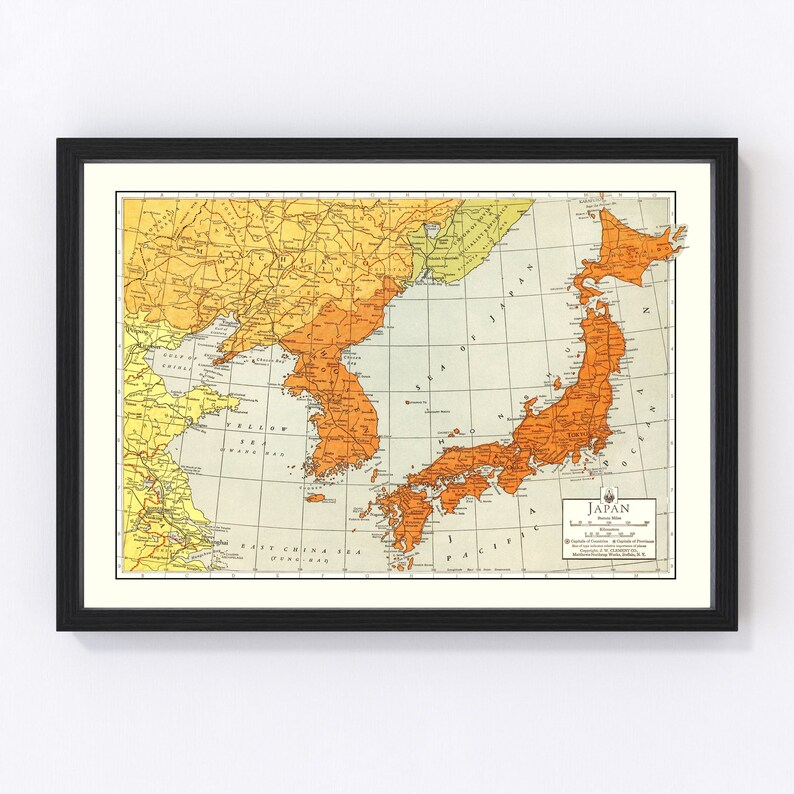 Japan Map 1943, Vintage Japan Map, Old Japan Art, Wall Art Gift for ...