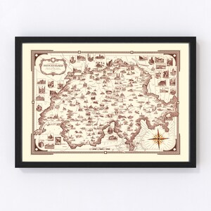 Switzerland Map 1936, Vintage Switzerland Map, Old Switzerland Art, Wall Art Gift for Switzerland History Lovers Retro Decor