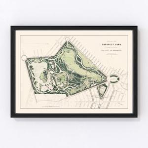 Prospect Park Map 1868, Vintage Prospect Park Map, Old Prospect Park Art, Wall Art Gift for Prospect Park History Lovers Retro Decor